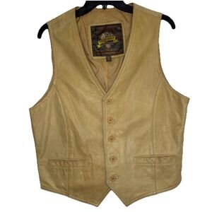 Adventure Bound by wilson's leather vintage beige‎ leather vest Size Medium